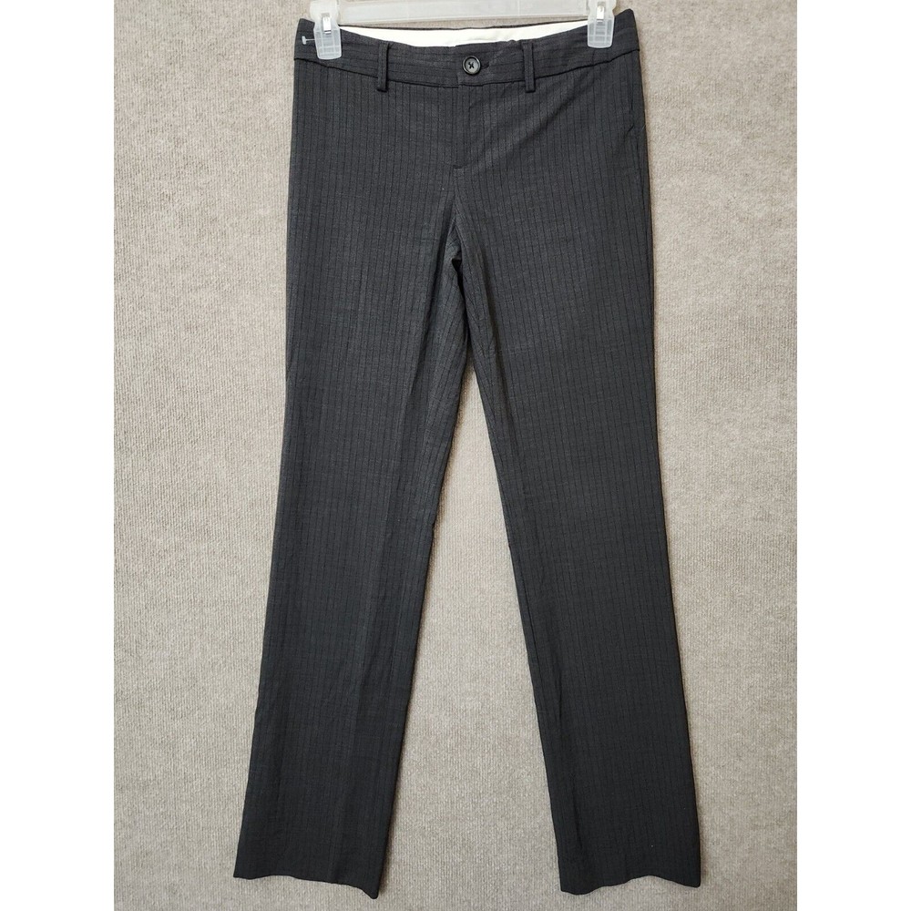 Banana Republic Logan Fit Dress Pants Womens 2 Gray Striped Wool Stretch Lined
